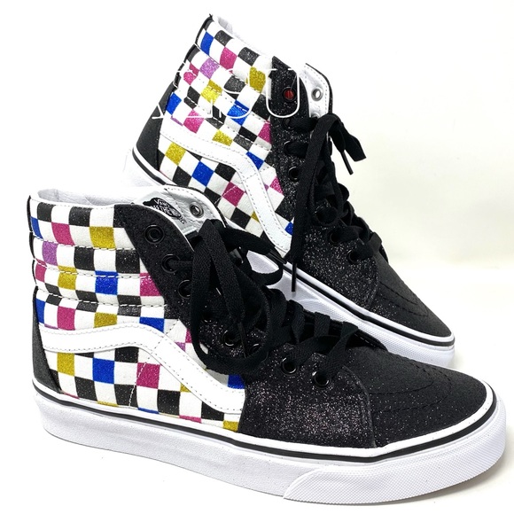 glitter checkerboard vans